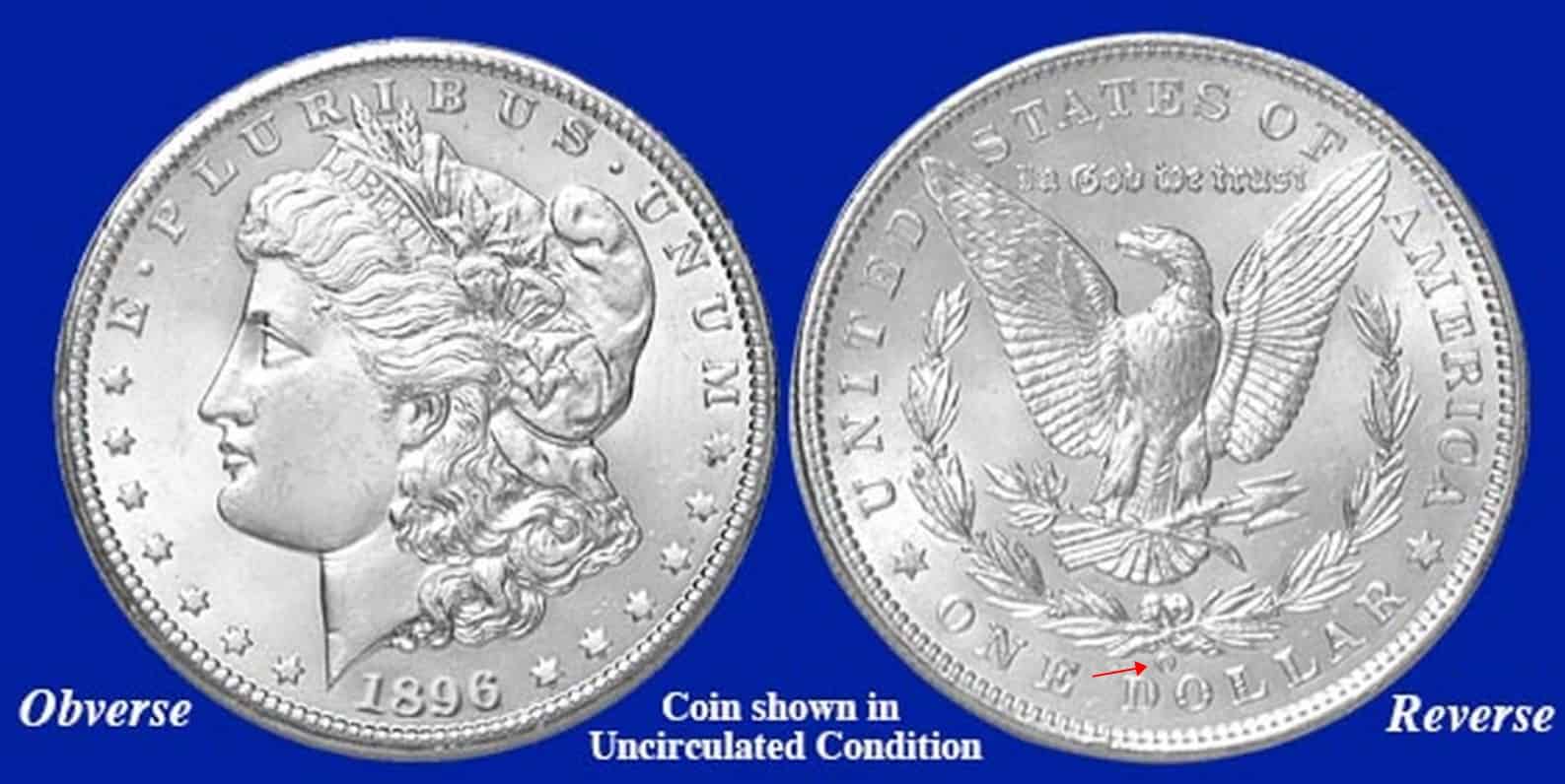 1896 O Morgan silver dollar
