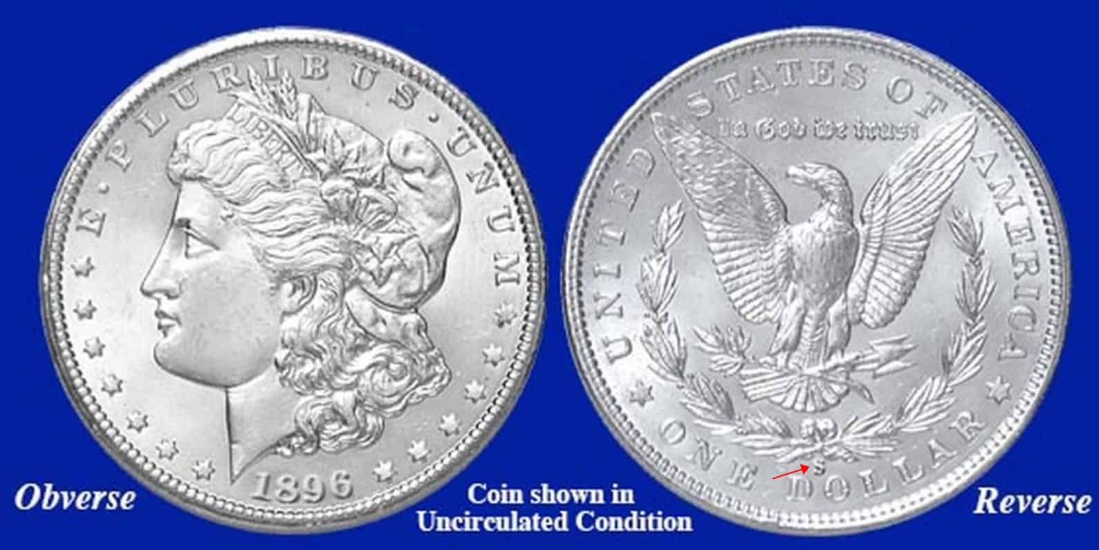 1896 S Morgan silver dollar