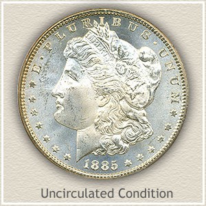 Uncirculated 1885 Morgan silver dollar
