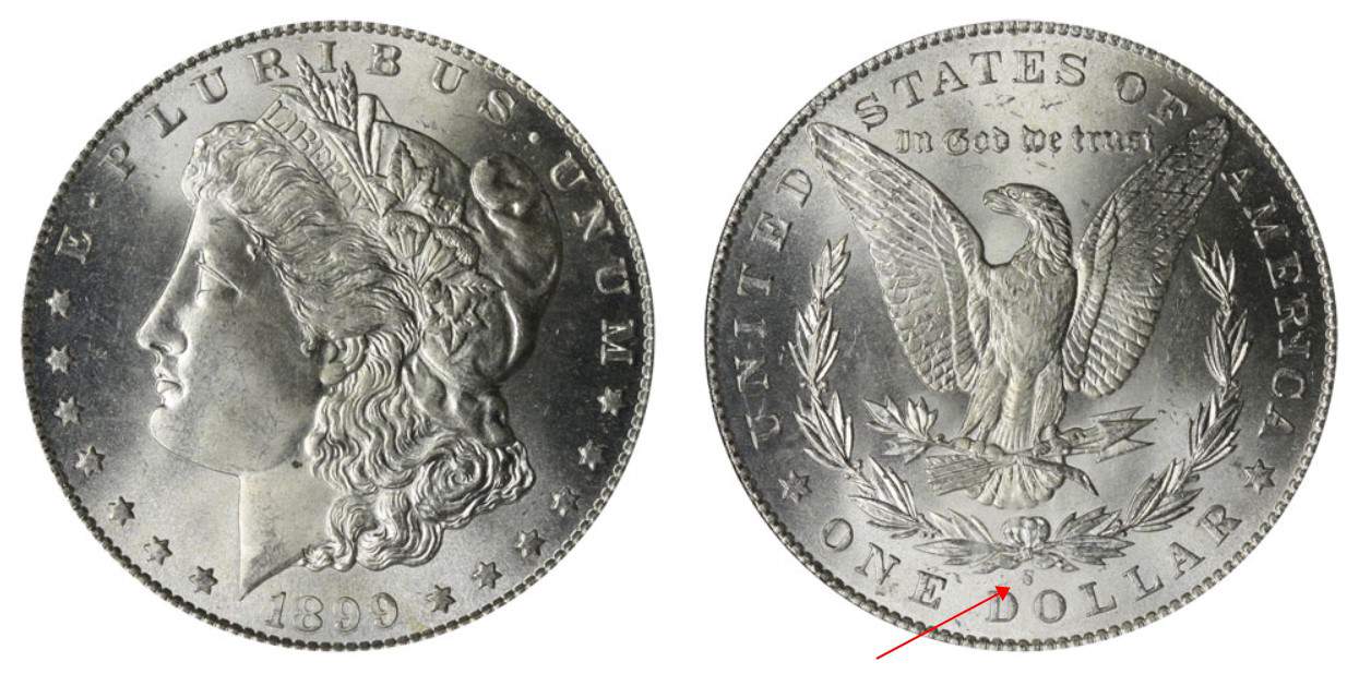 1899 S Morgan silver dollar