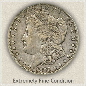 Extra fine 1899 Morgan silver dollar