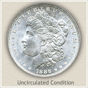 Uncirculated 1886 Morgan silver dollars