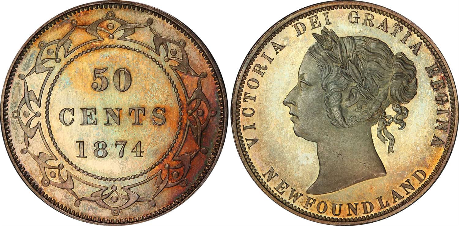 50 Cents 1874 Newfoundland – PCGS SP 67 Cameo