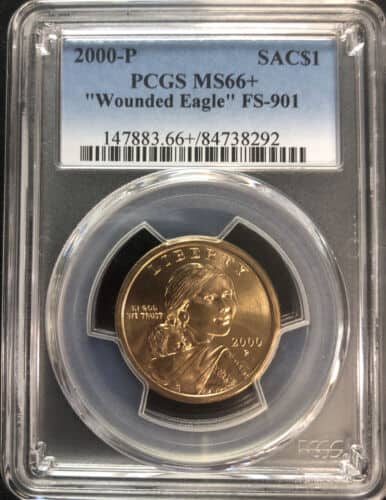 2000-P Sacagawea Dollar Wounded Eagle FS-901 PCGS MS66+ ENN Coins #291 SE