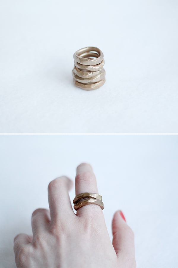 DIY Faux Hammered Gold Rings