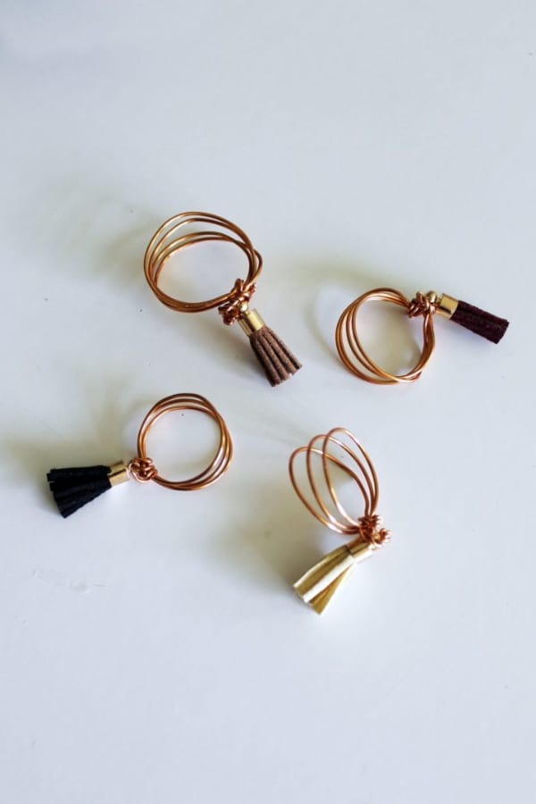Easy DIY Wire Ring with Leather Tassels
