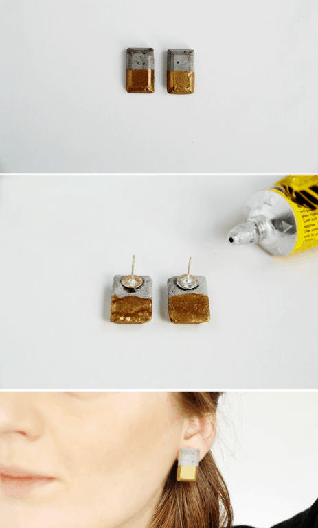 DIY Gold Dipped Concrete Earrings – Fall For DIY