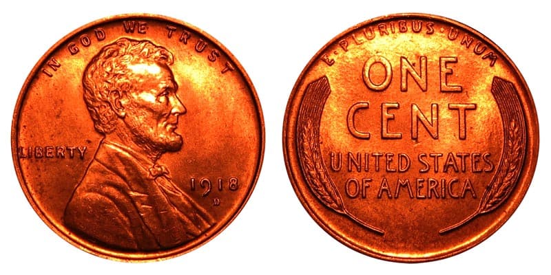 1918 D Lincoln wheat penny