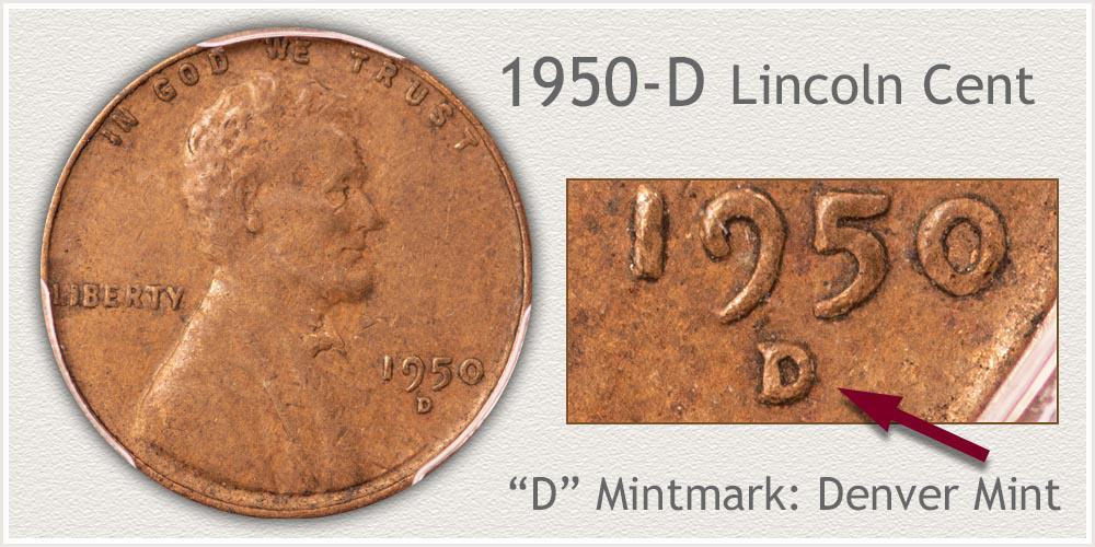 1950 D Lincoln penny