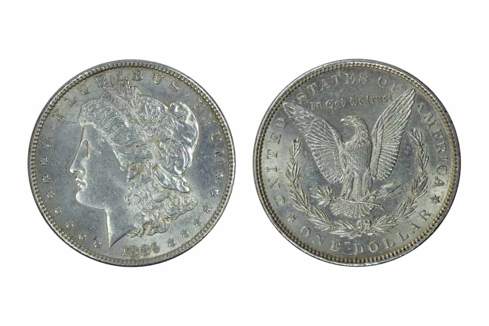 1889 Morgan silver dollar without a mint mark
