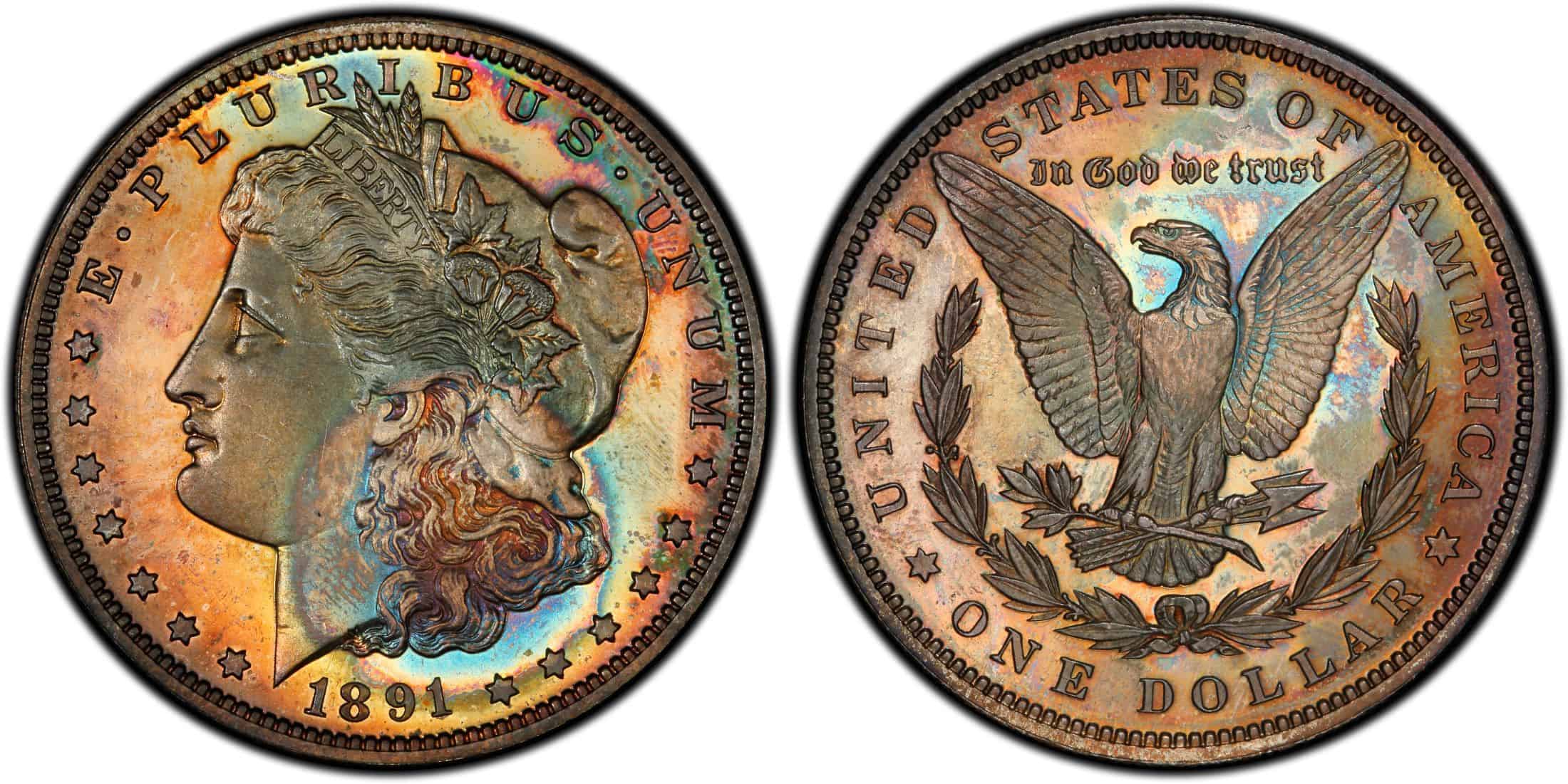1891 proof Morgan silver dollar