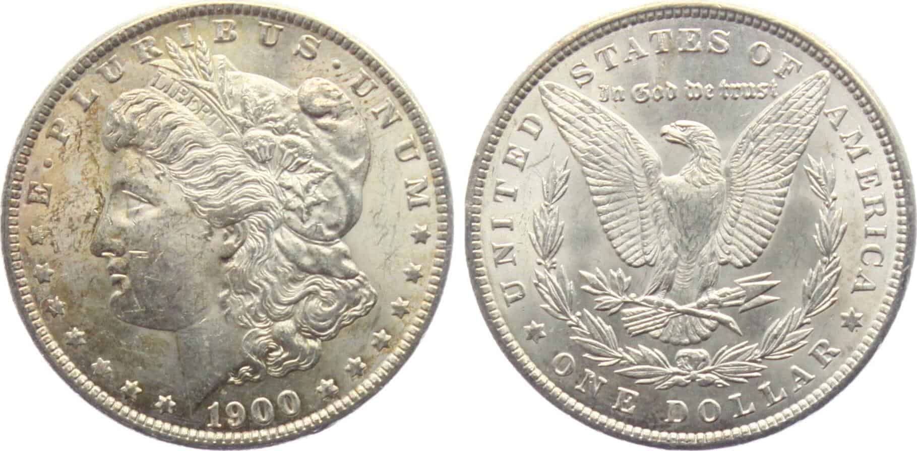 1900 Morgan silver dollar without a mint mark
