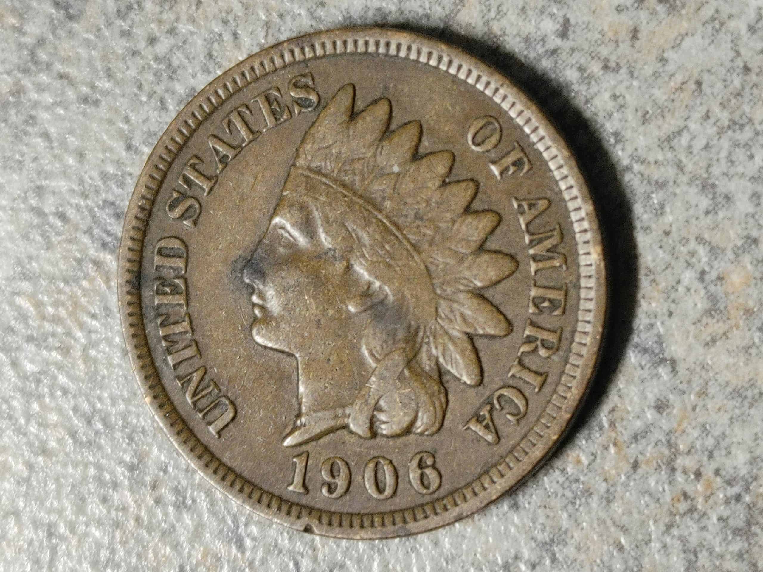 1906 Indian Head Penny/Cent VF/Xf hs&c US Coin
