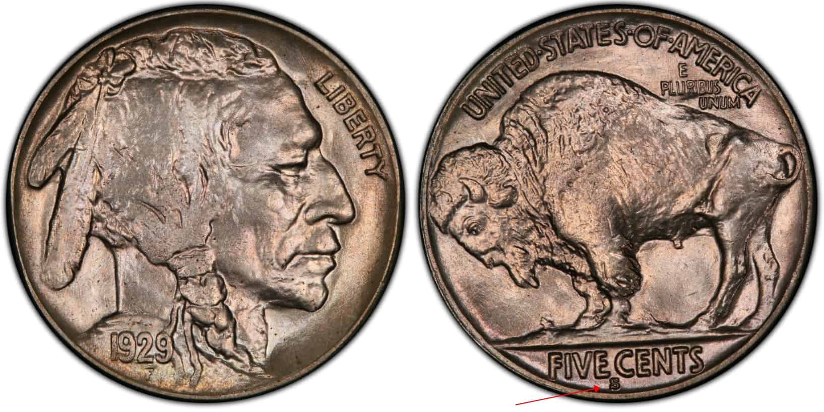 1929 S Buffalo nickel