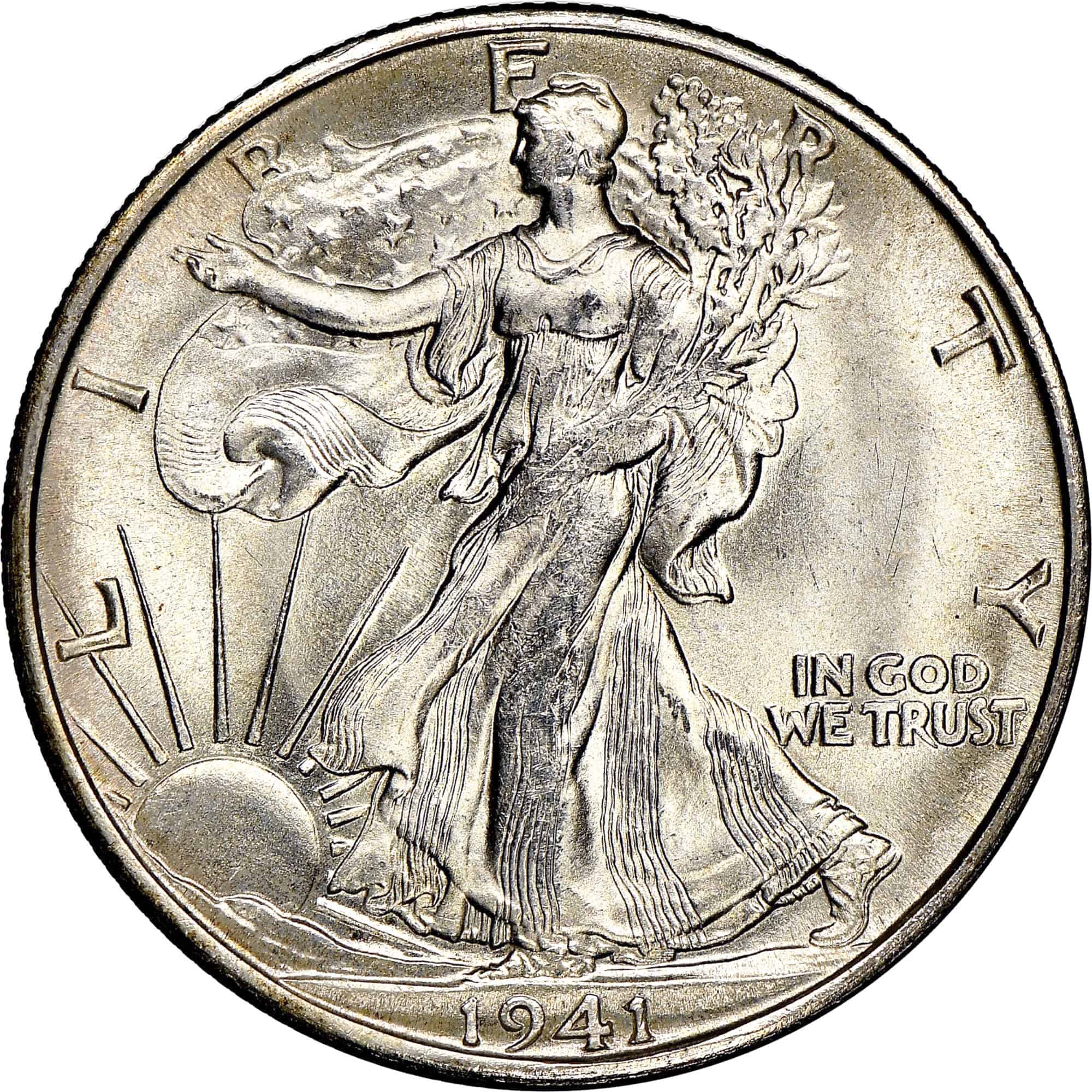 1941-p Walking Liberty Half Average Grade of Coin You Receive is Photographed 