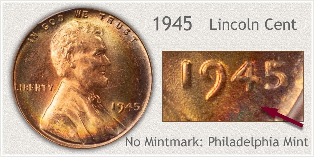 1945 Lincoln Penny with no mint mark