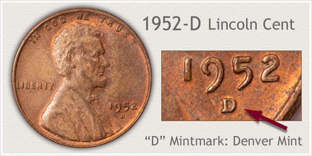 1952 D Lincoln penny