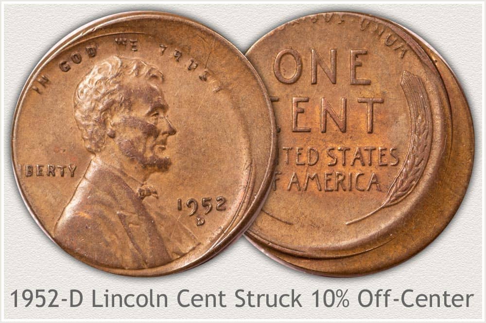 1952 Lincoln penny with errors