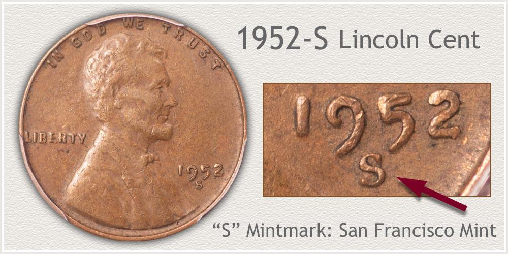 1952 S Lincoln penny