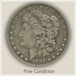 Fine 1881 Morgan silver dollar