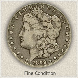 Fine 1899 Morgan silver dollar