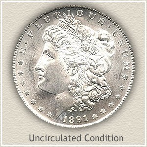 Uncirculated 1891 Morgan silver dollar