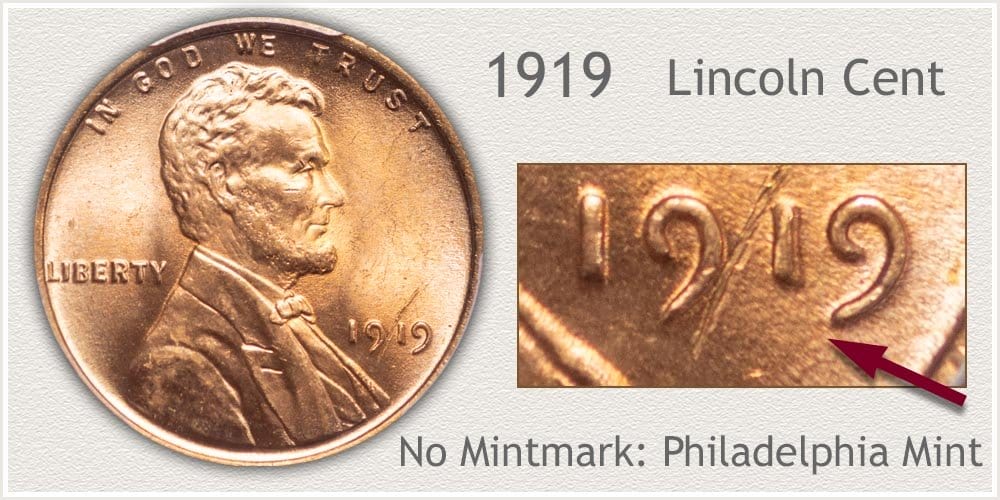 1919 Lincoln penny without a mint mark 