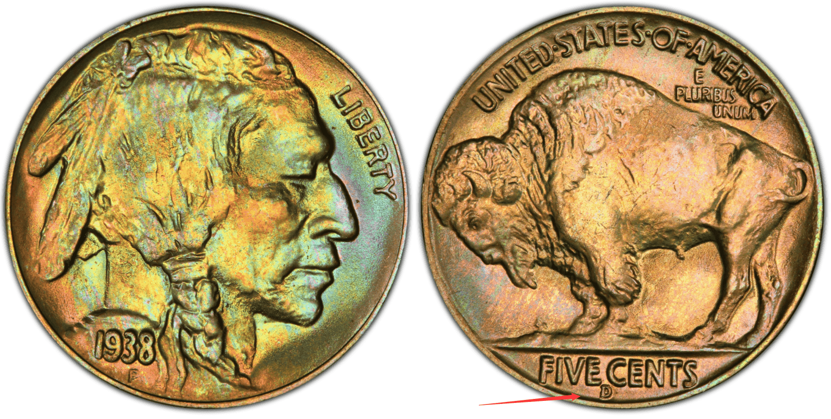 1938 D Buffalo nickel