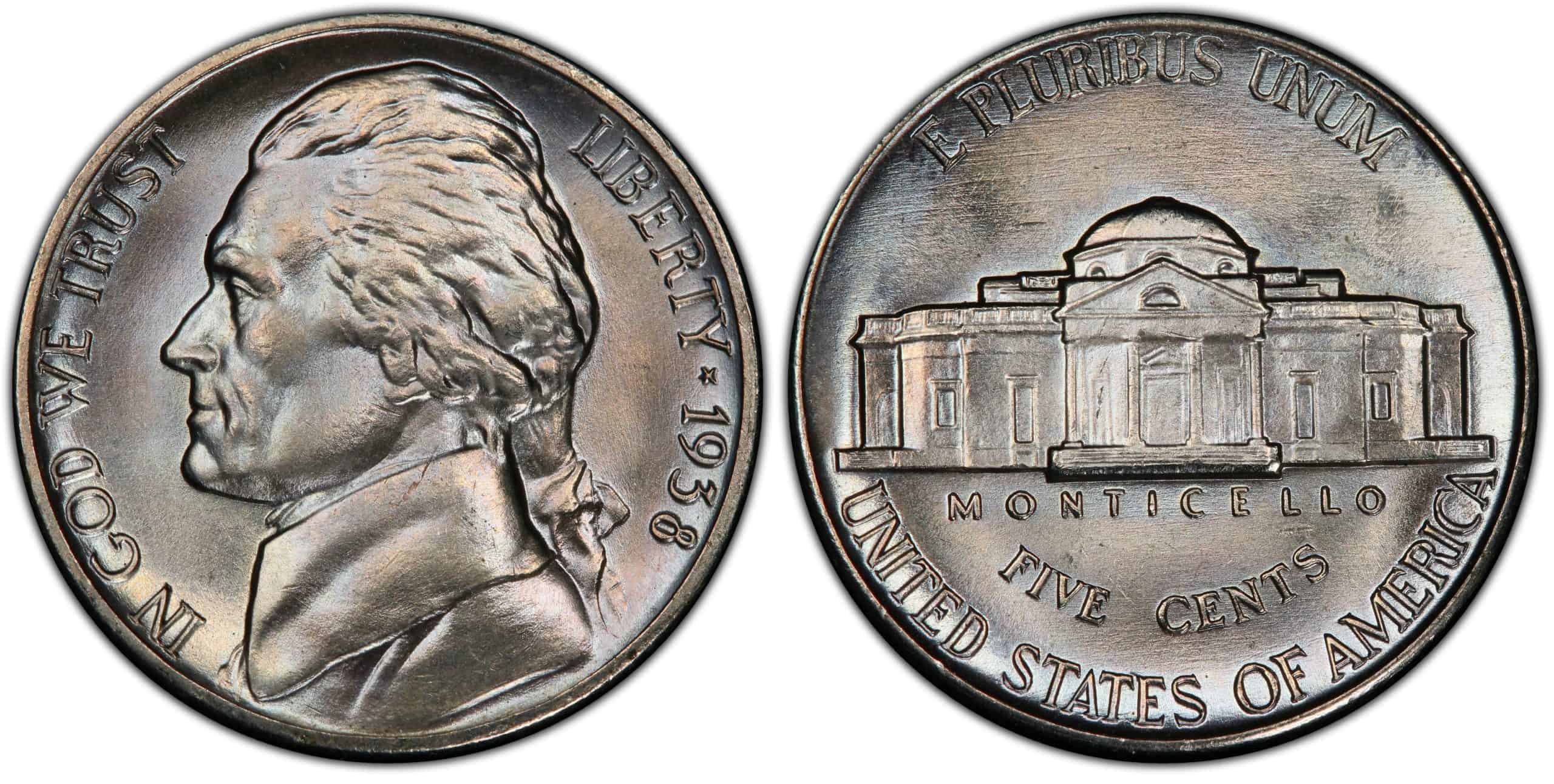 1938 Jefferson nickel without a mint mark