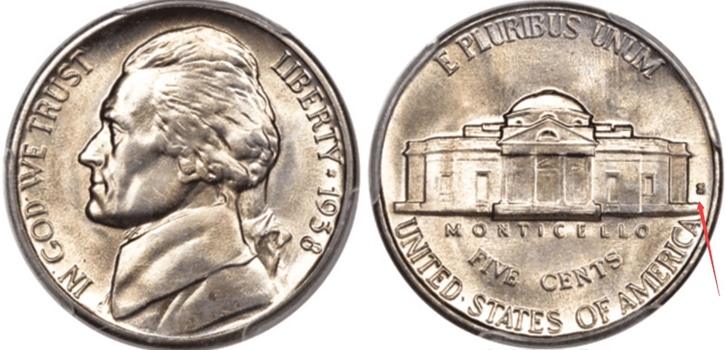 1938 S Jefferson nickel