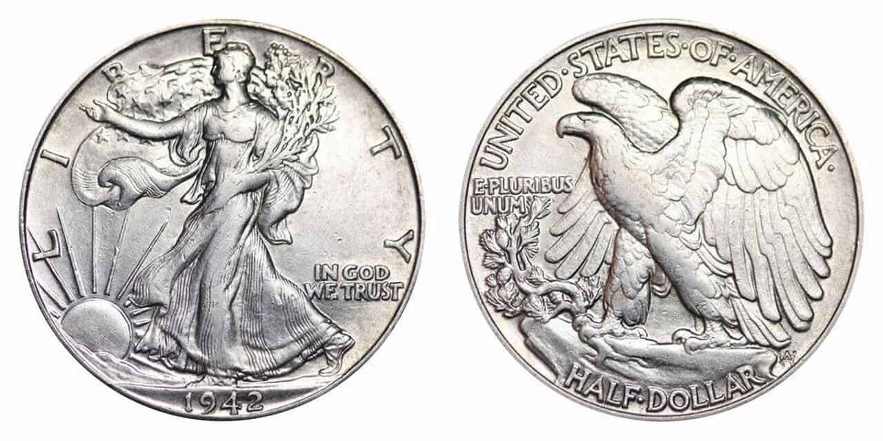 1942 Walking Liberty half dollar without a mint mark