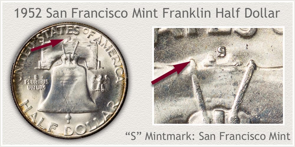 1952 S Franklin half dollar
