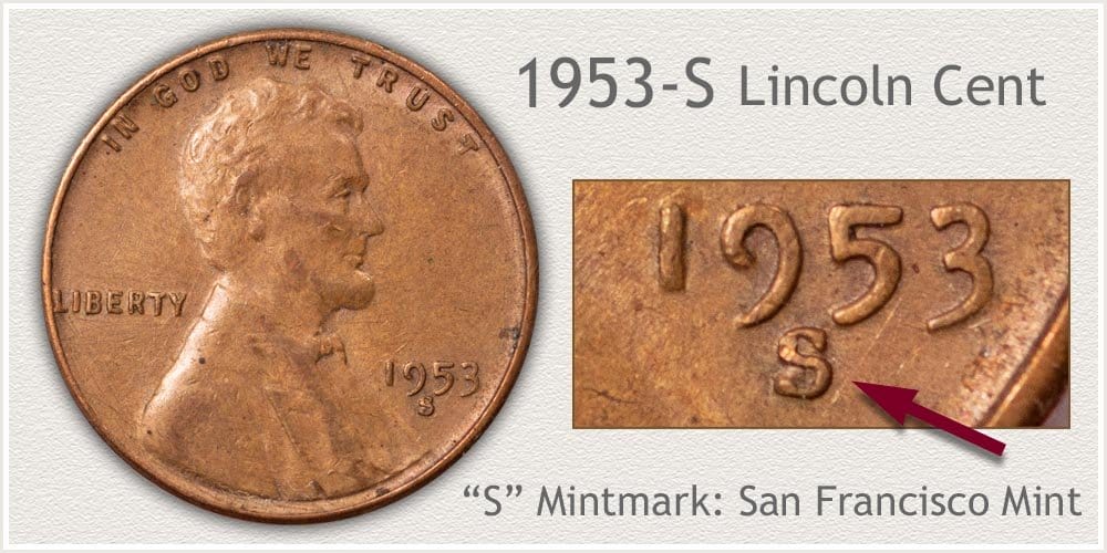 1953 S Lincoln penny