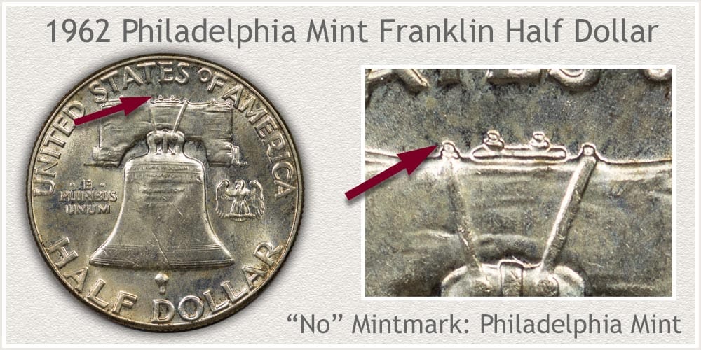 1962 Franklin half dollar without a mint mark