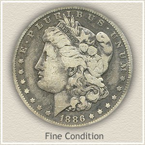 Fine 1886 Morgan silver dollars