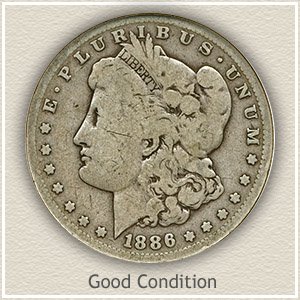 Good 1886 Morgan silver dollars