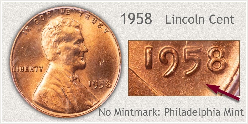 1958 Lincoln penny that hadn't contain a mint mark