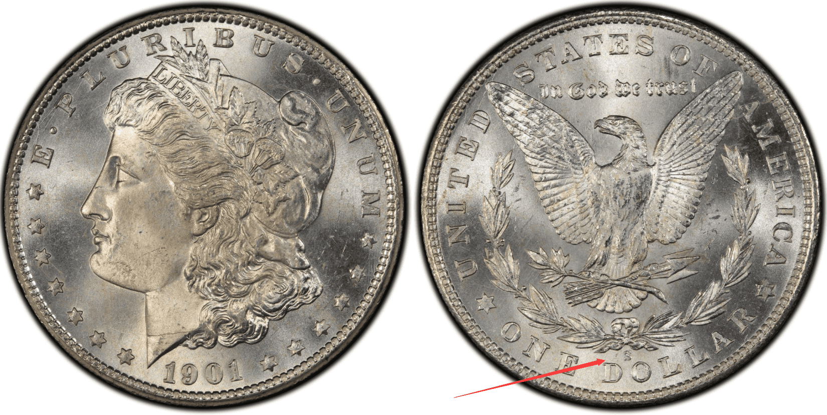 1901 S Morgan silver dollar