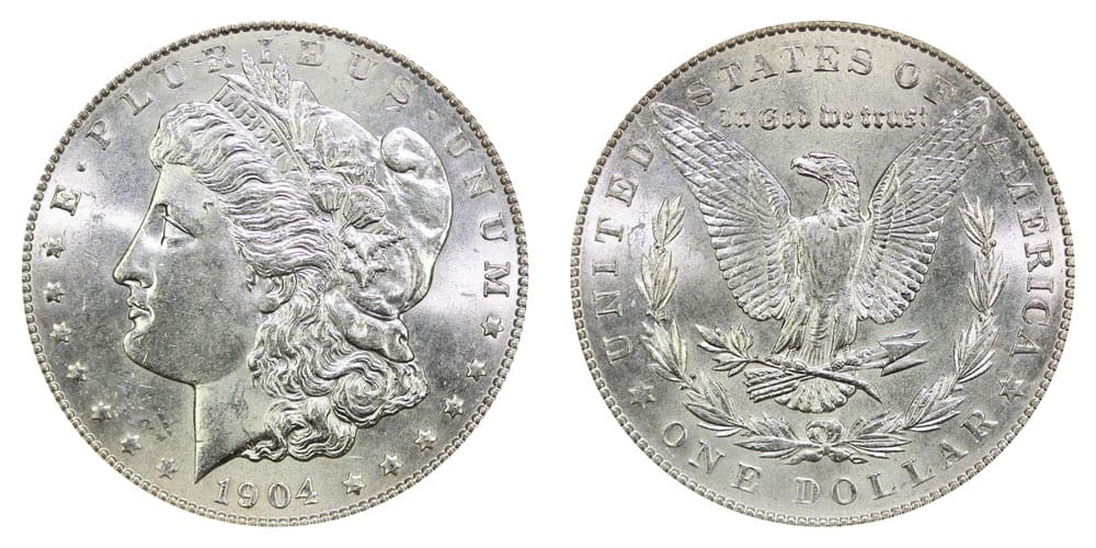 1904 Morgan silver dollar