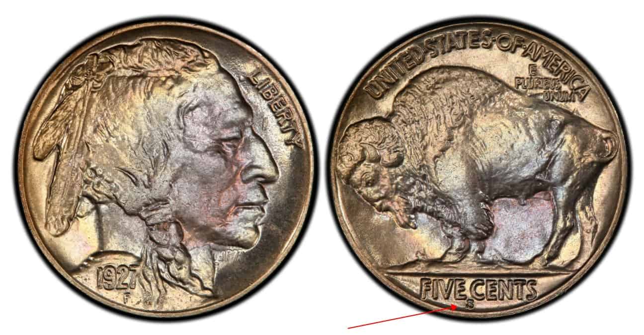 1927 S Buffalo nickel