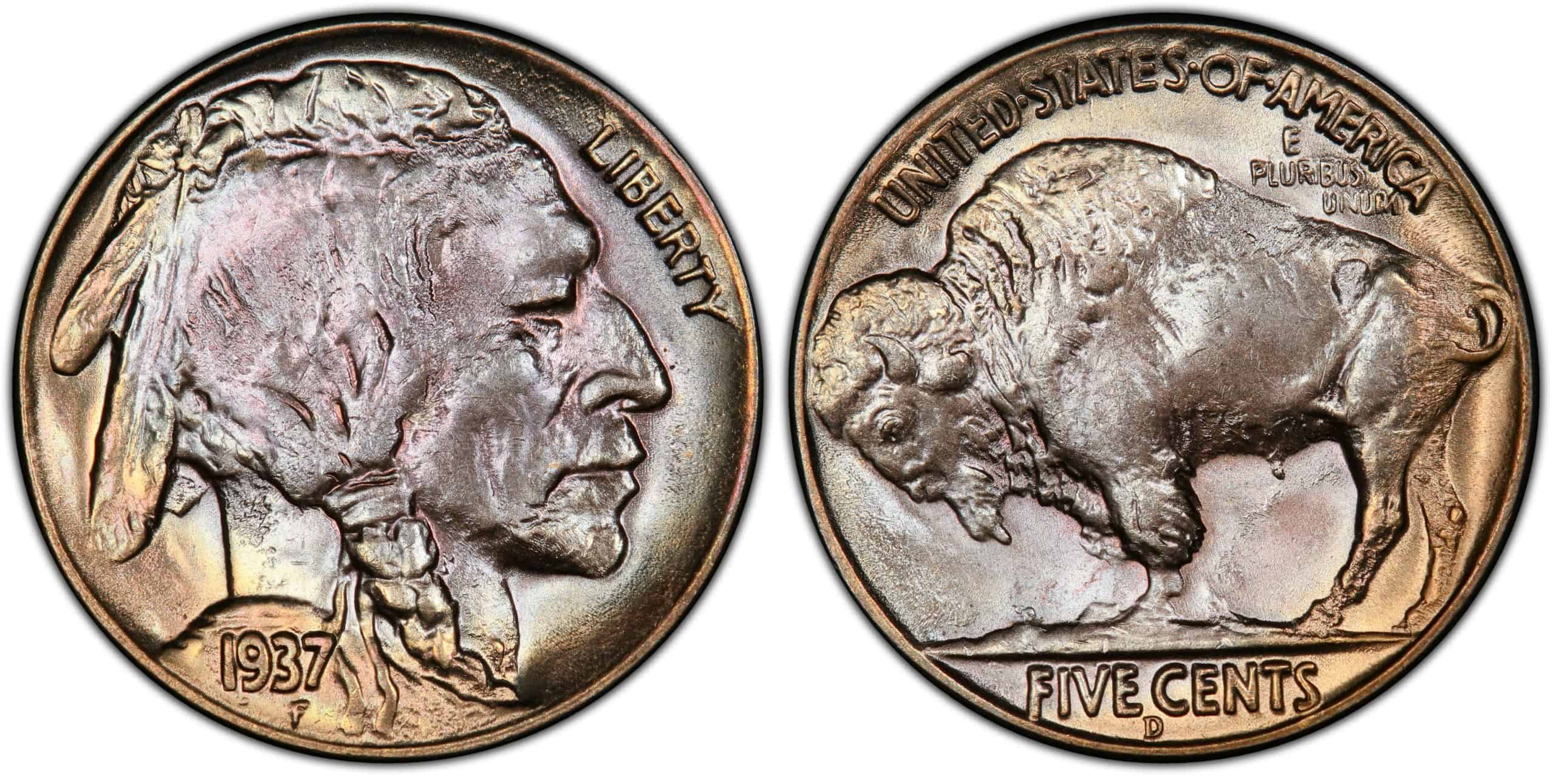 1937 D MS 67 Buffalo nickel (three legs)