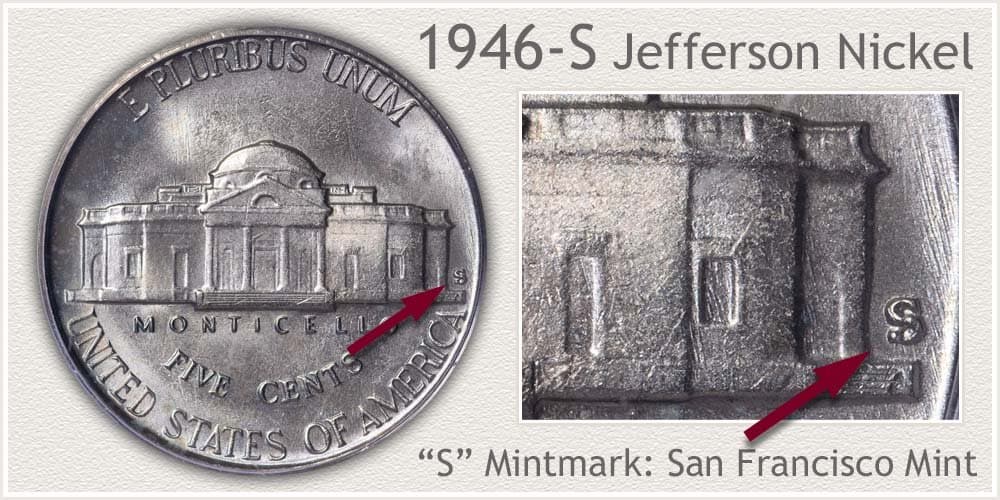 1946 S Jefferson nickel