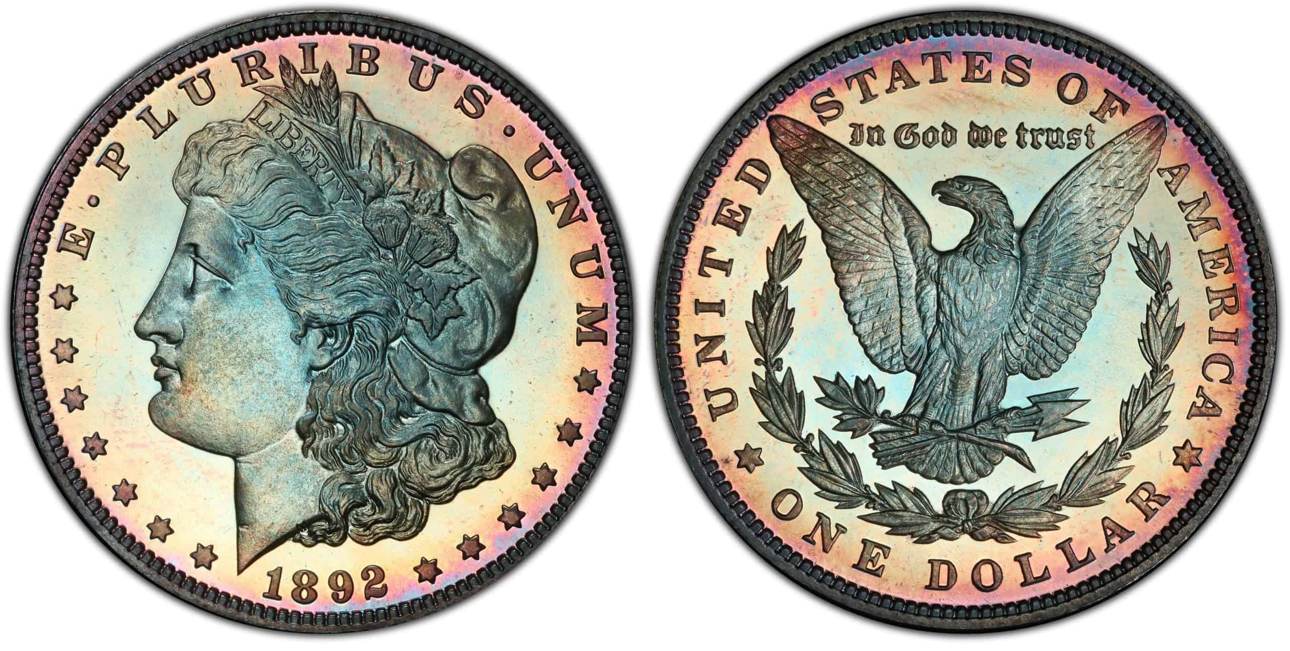 1892 proof Morgan silver dollar