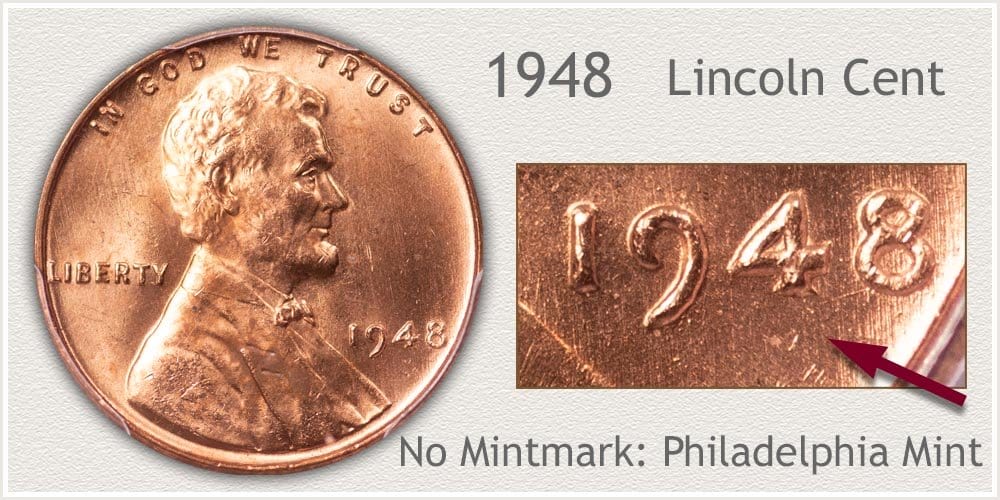 1948 Lincoln wheat penny from Philadelphia