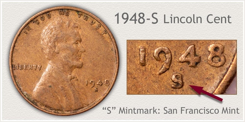 1948 S Lincoln wheat penny