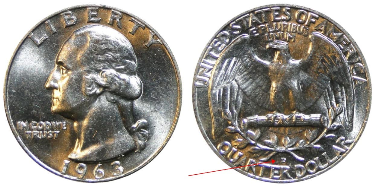 1963 D Washington silver quarter 