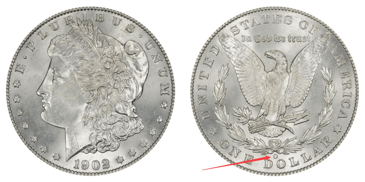 1902 O Morgan silver dollar