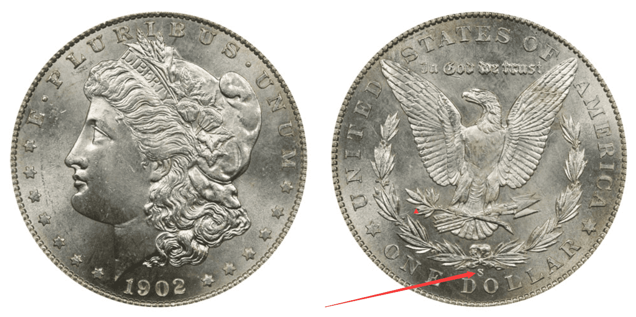 1902 S Morgan silver dollar