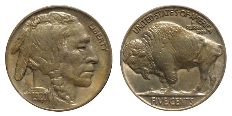 1920 Buffalo nickel no mint mark