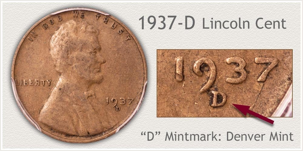 1937 D Lincoln penny